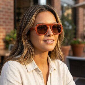 Oversized Retro Square Aviator Sunglasses for Women
